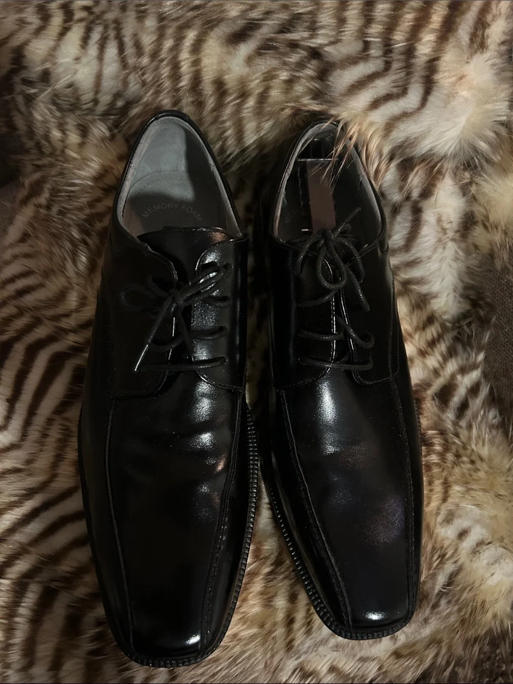 Men's Florsheim Black Shiny Leather Dress Shoes - Classic Oxford Lace-Up